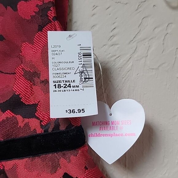 CHILDREN'S PLACE MOMMY & ME CLASSIC RED FLORAL JACQUARD PLEATED DRESS - NEW - Picture 5 of 9